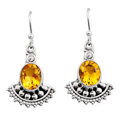 5.81cts natural yellow citrine oval 925 sterling silver dangle earrings n18052