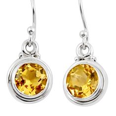 5.92cts natural yellow citrine round 925 sterling silver earrings jewelry y24285