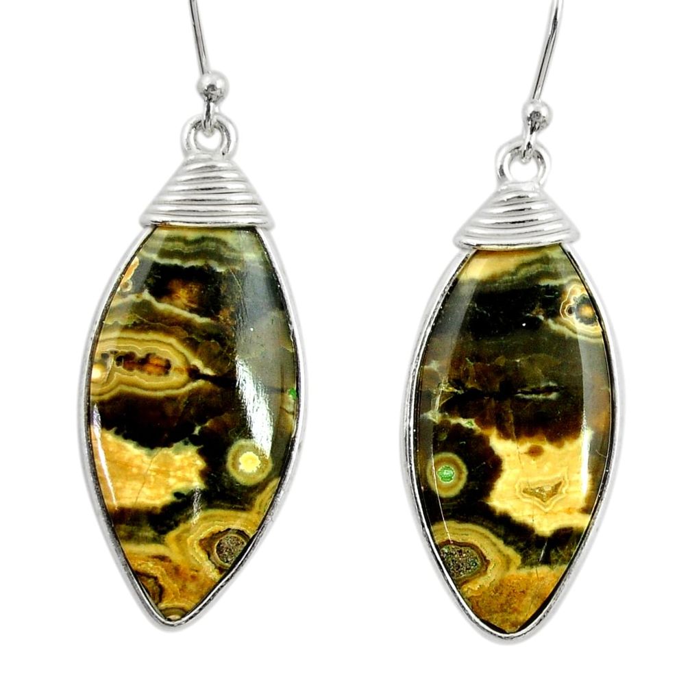 14.73cts natural yellow ocean sea jasper (madagascar) 925 silver earrings r28877