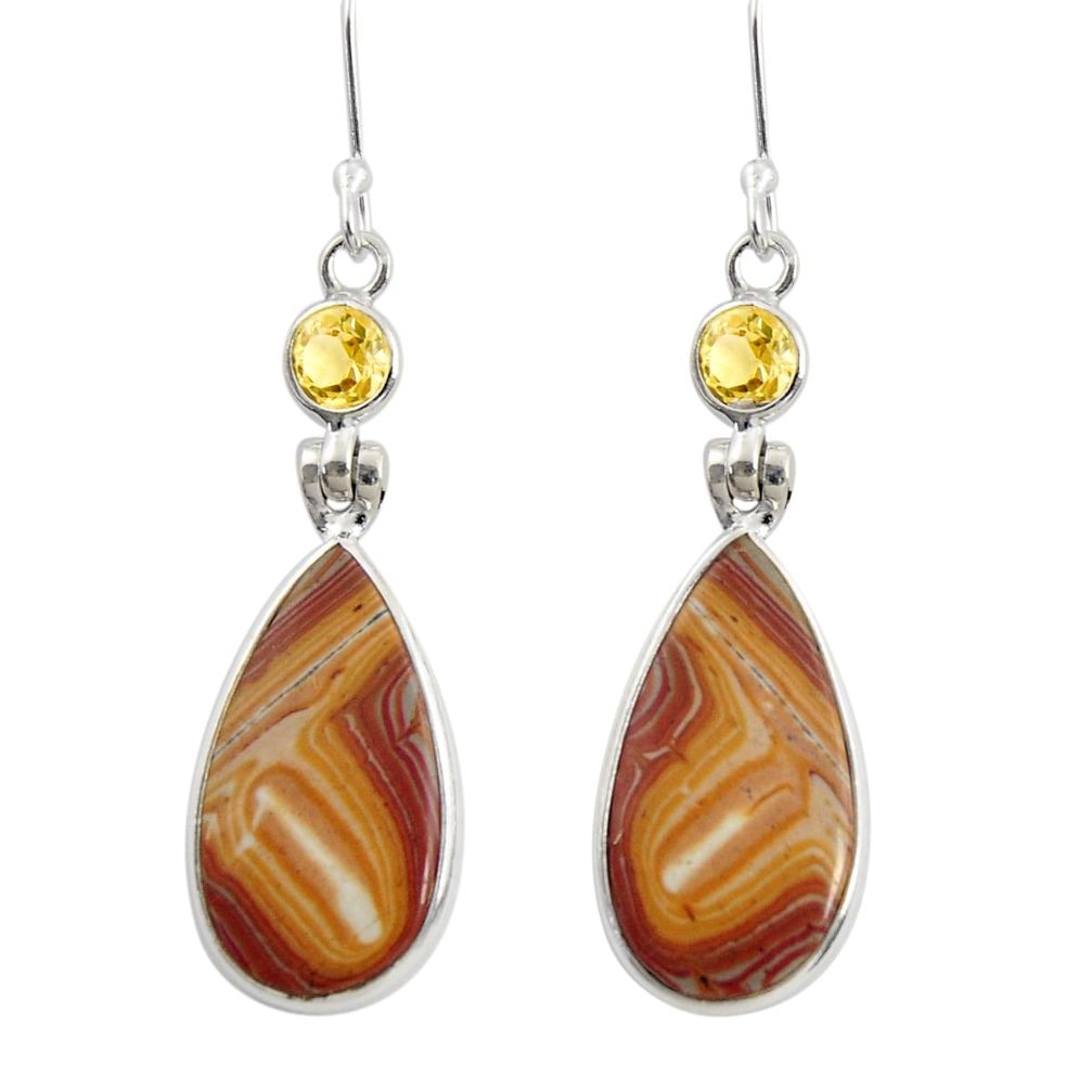  yellow snakeskin jasper 925 silver dangle earrings d39563