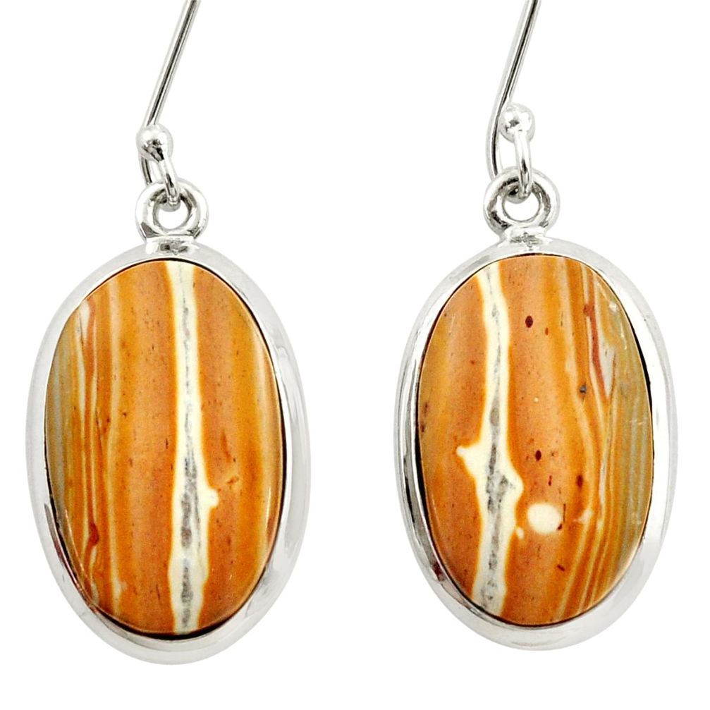 16.70cts natural yellow snakeskin jasper 925 silver dangle earrings d39965