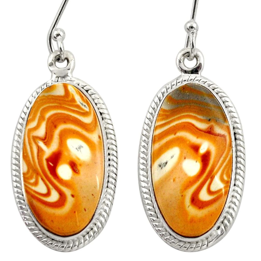  yellow snakeskin jasper 925 silver dangle earrings d39967