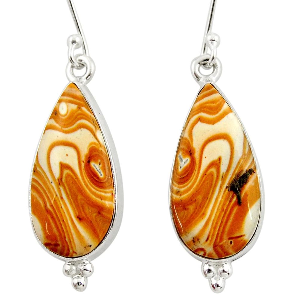  yellow snakeskin jasper 925 silver dangle earrings d39969