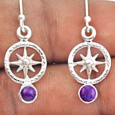 1.24cts north star purple copper turquoise 925 silver dangle earrings t89648