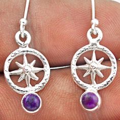 1.24cts north star purple copper turquoise 925 silver dangle earrings t89651