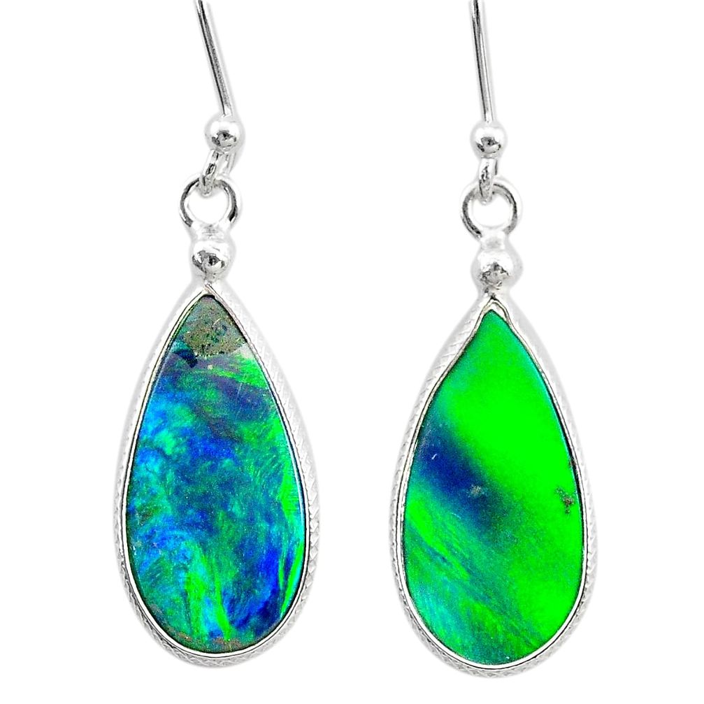 4.94cts northern lights aurora opal (lab) sterling silver dangle earrings t23493