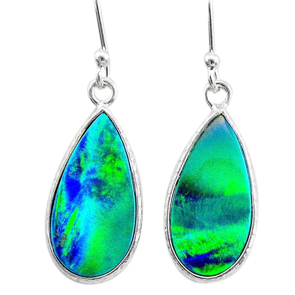 4.10cts northern lights aurora opal (lab) sterling silver earrings t23471