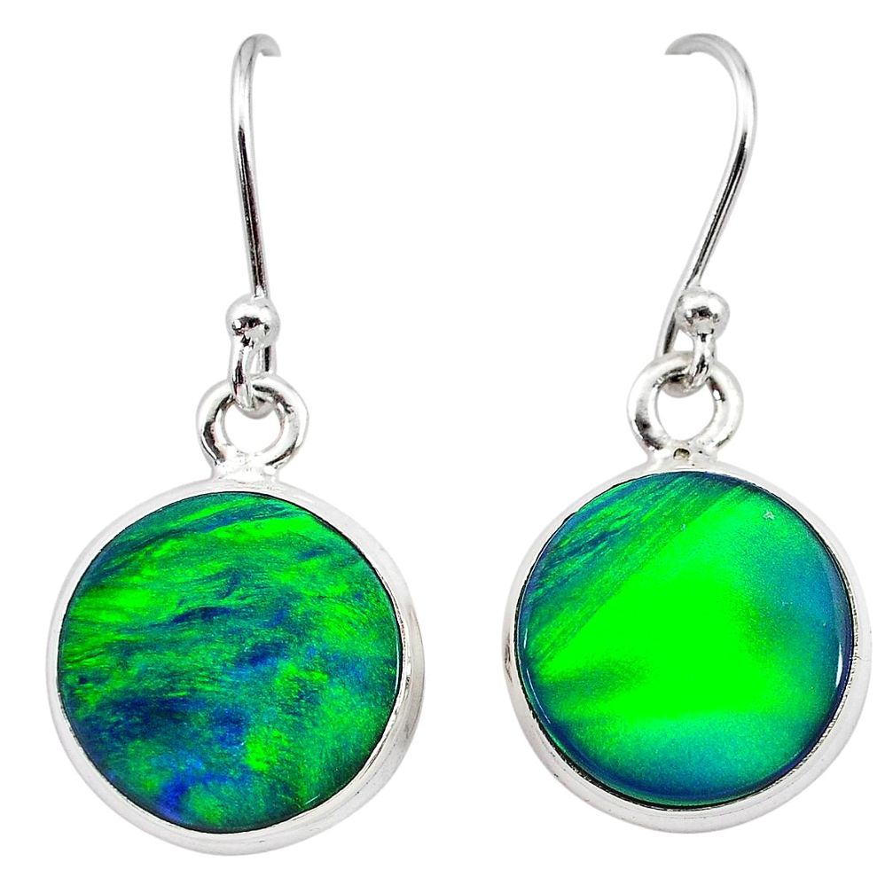 6.25cts northern lights aurora opal (lab) 925 silver dangle earrings t28465