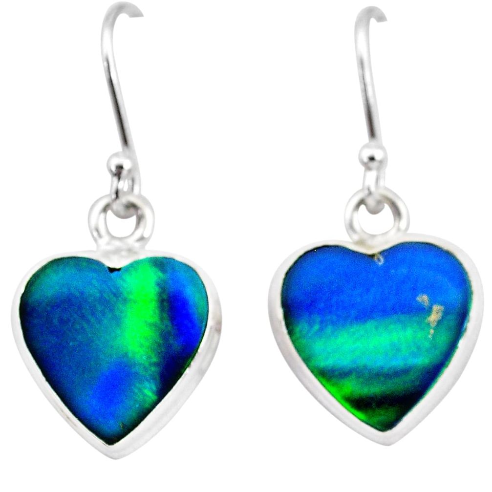 5.81cts northern lights aurora opal (lab) 925 silver dangle earrings t28473