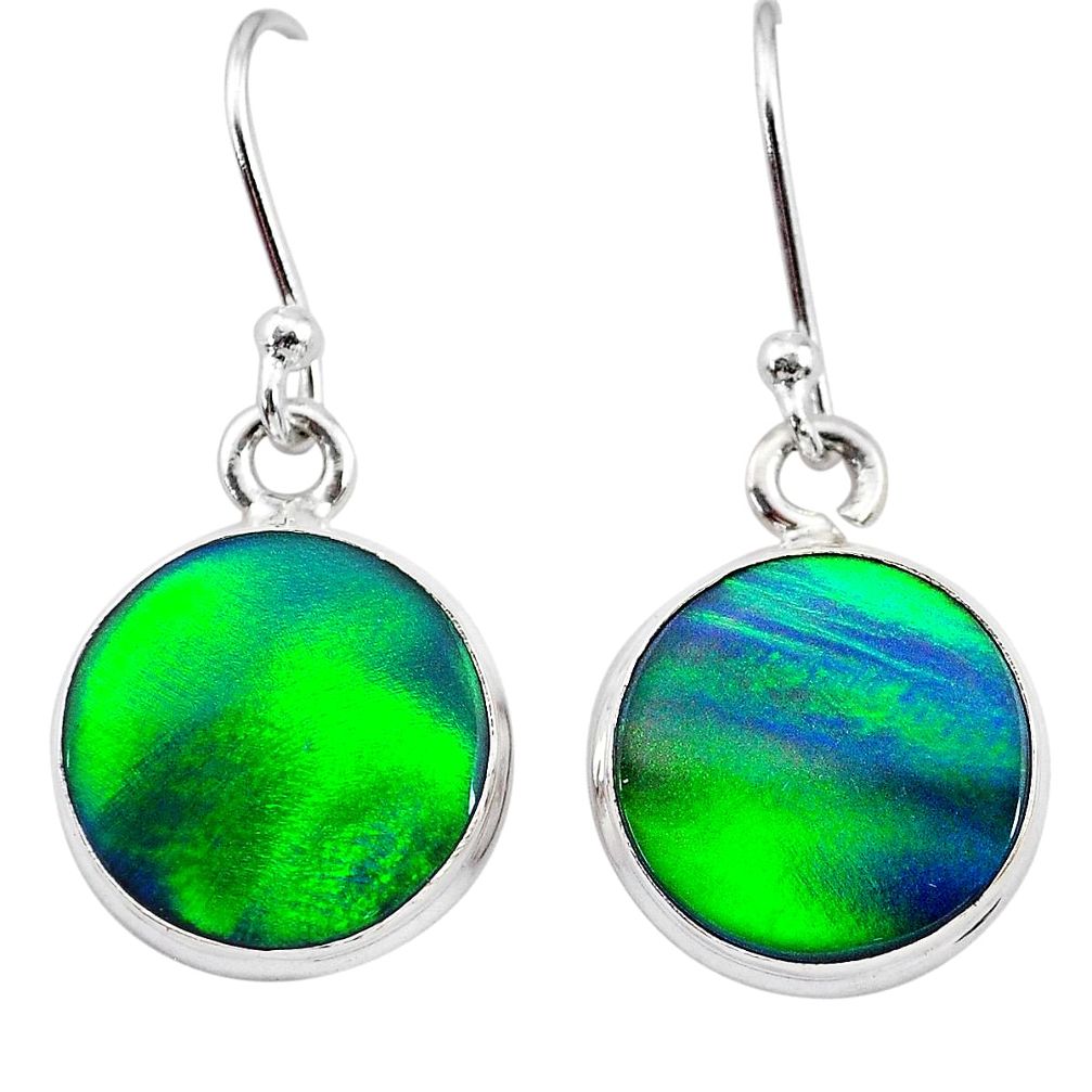 5.89cts northern lights aurora opal (lab) 925 silver dangle earrings t28479