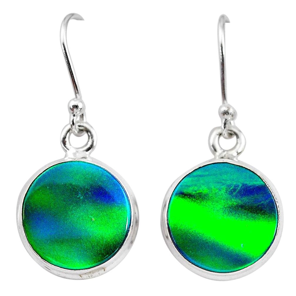 5.87cts northern lights aurora opal (lab) 925 silver dangle earrings t28485