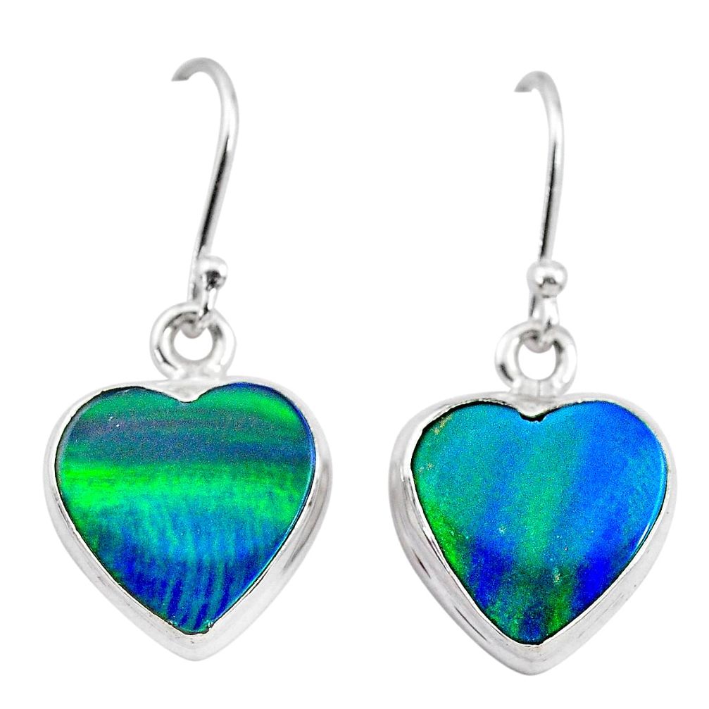 5.51cts northern lights aurora opal (lab) 925 silver dangle earrings t28489