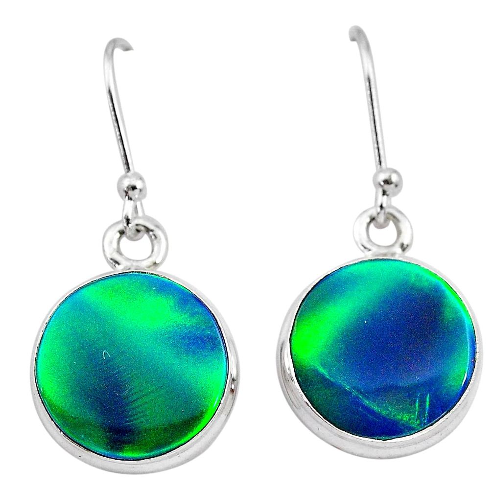 5.45cts northern lights aurora opal (lab) 925 silver dangle earrings t28493