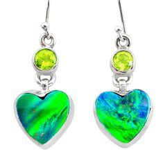 8.84cts northern lights aurora opal lab peridot sterling silver earrings t23616