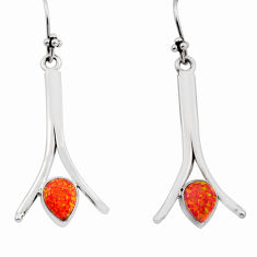 3.45cts orange australian opal (lab) 925 sterling silver dangle earrings y82519