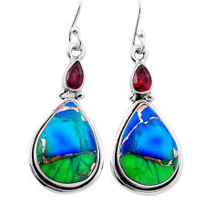 17.42cts peacock dahlia red garnet 925 sterling silver dangle earrings n43852