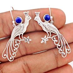 1.71cts peacock natural blue lapis lazuli 925 sterling silver earrings t79999