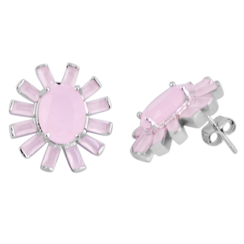 15.44cts pink chalcedony 925 sterling silver stud earrings jewelry c19376