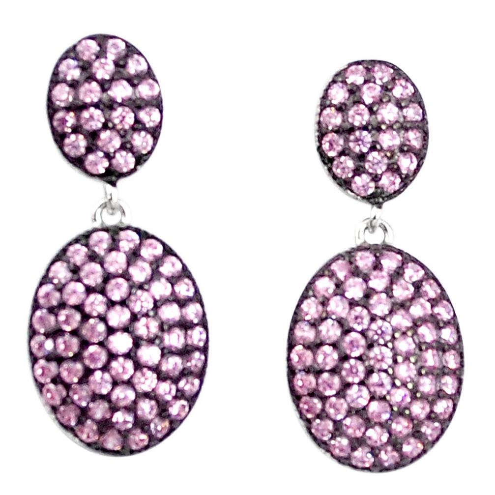 3.65cts pink kunzite (lab) 925 sterling silver dangle earrings a90211 c24674
