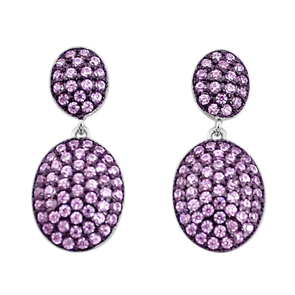 3.87cts pink kunzite (lab) 925 sterling silver dangle earrings a96529 c24676