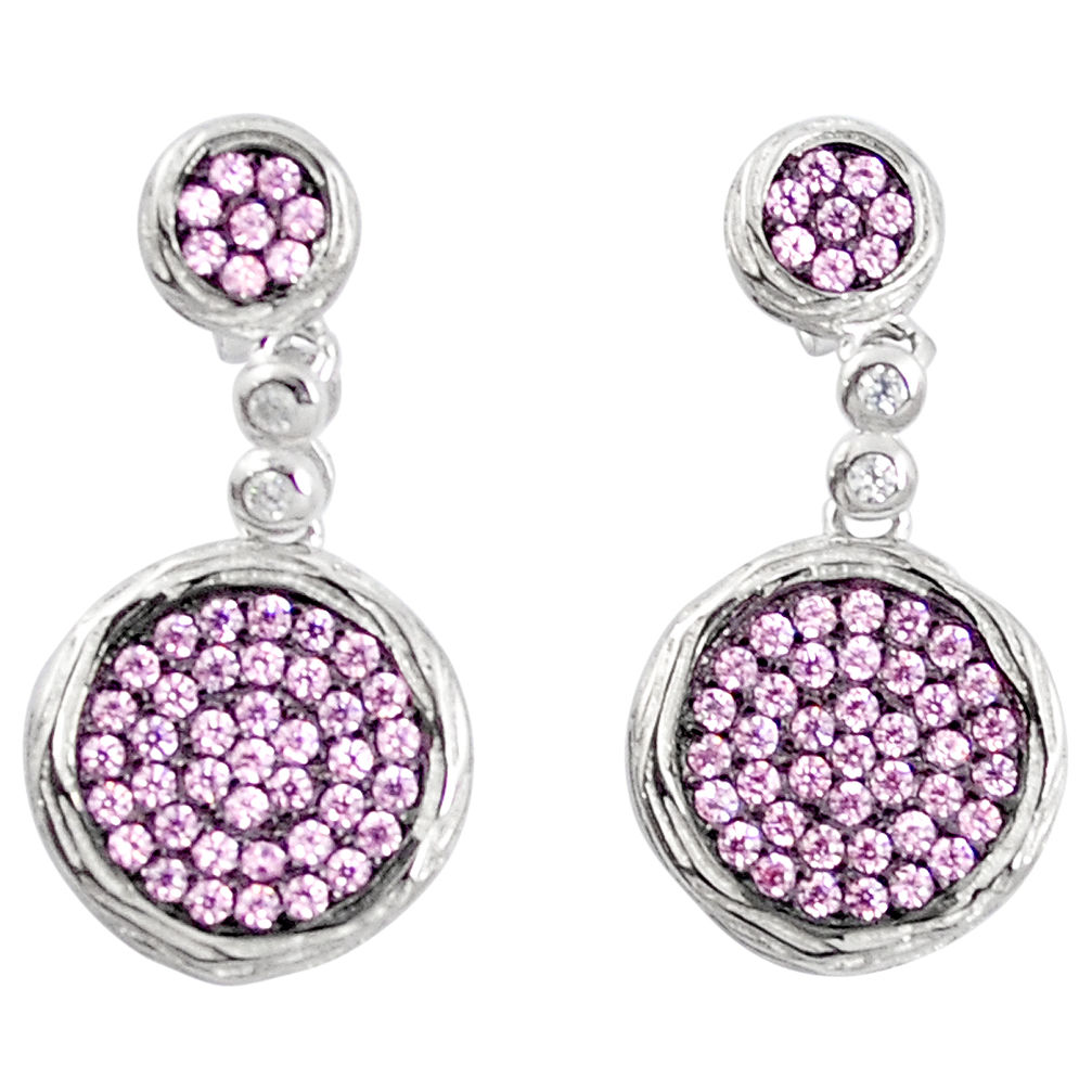 LAB Pink topaz quartz 925 sterling silver dangle earrings jewelry a82790 c24679