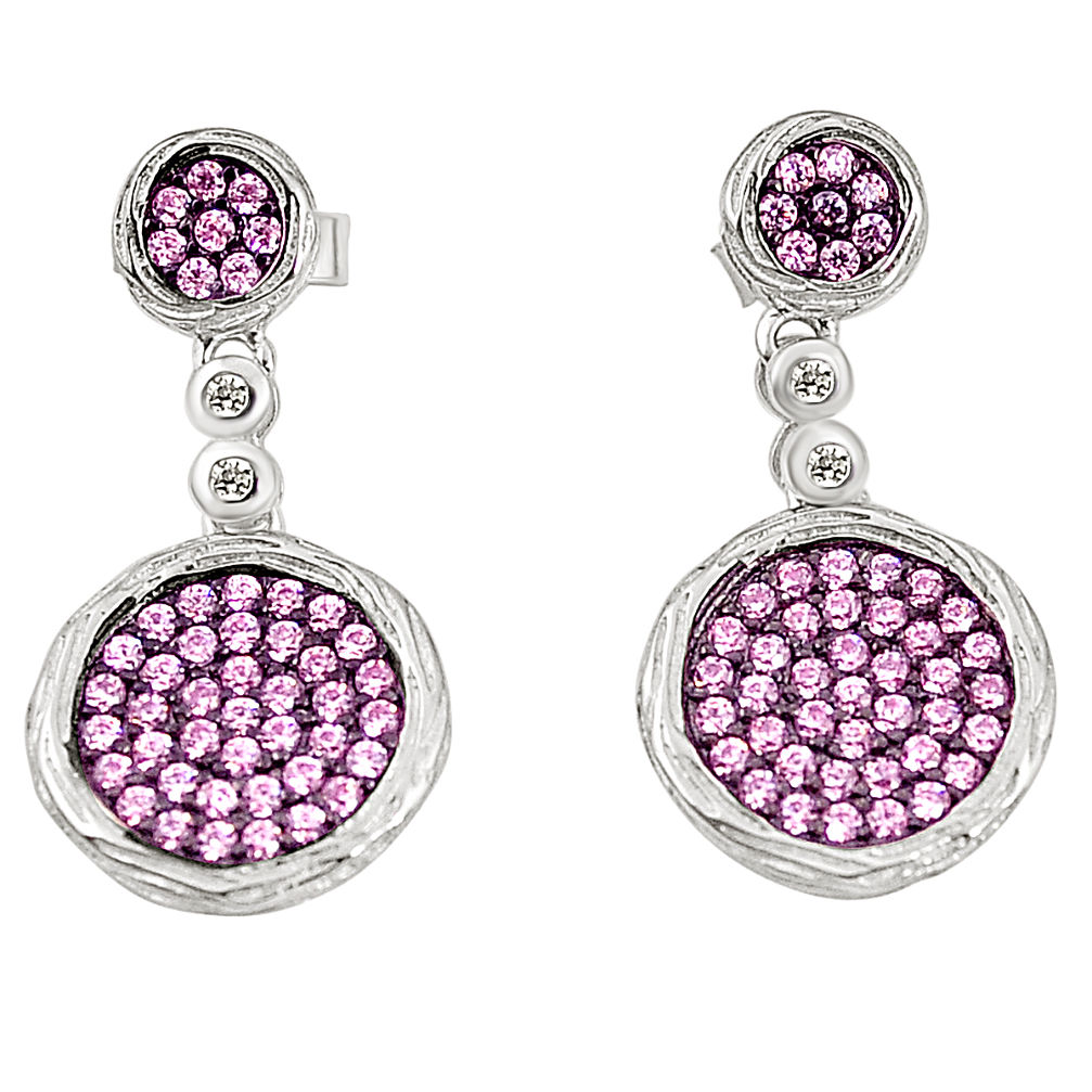 LAB Pink topaz quartz topaz 925 sterling silver dangle earrings a78089 c24756