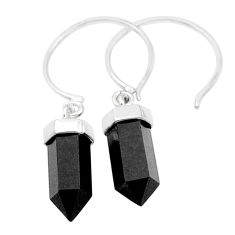 8.12cts pointer natural black onyx 925 sterling silver earrings jewelry u49409