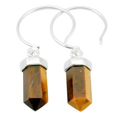 9.27cts pointer natural brown tiger's eye 925 sterling silver earrings u49405