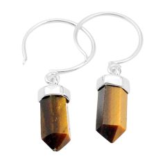 8.19cts pointer natural brown tiger's eye 925 sterling silver earrings u49407