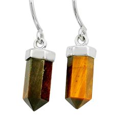 8.54cts pointer natural brown tiger's eye 925 sterling silver earrings y15726