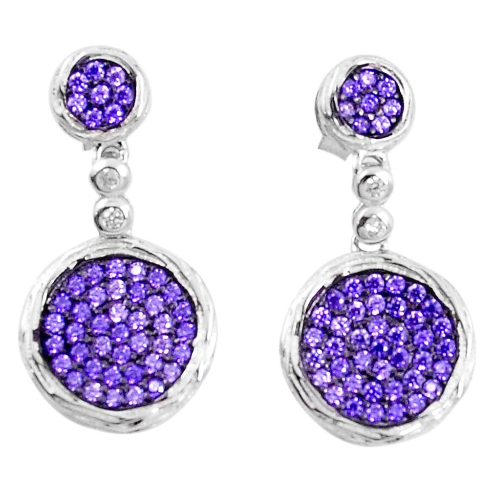 3.42cts purple amethyst quartz white topaz 925 silver earrings a90206 c24719