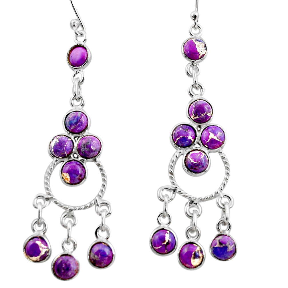 11.57cts purple copper turquoise 925 sterling silver chandelier earrings r37392