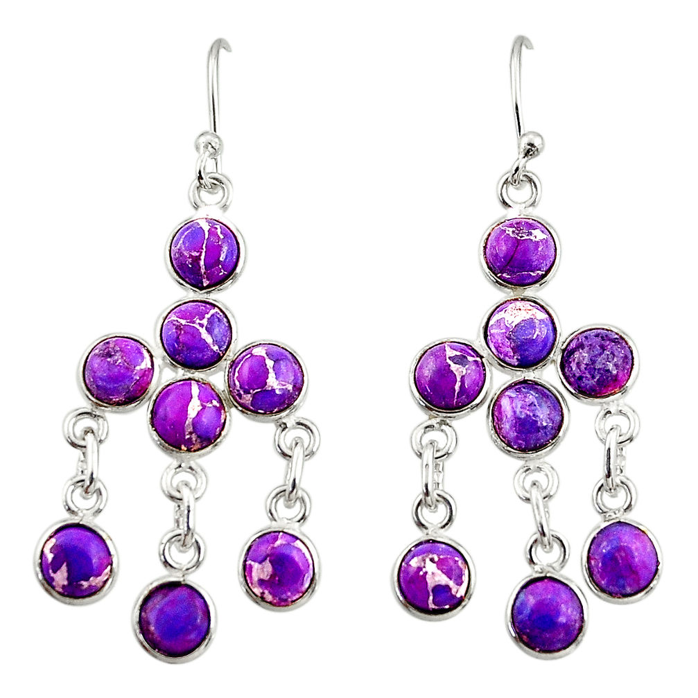 11.50cts purple copper turquoise 925 sterling silver dangle earrings r33574