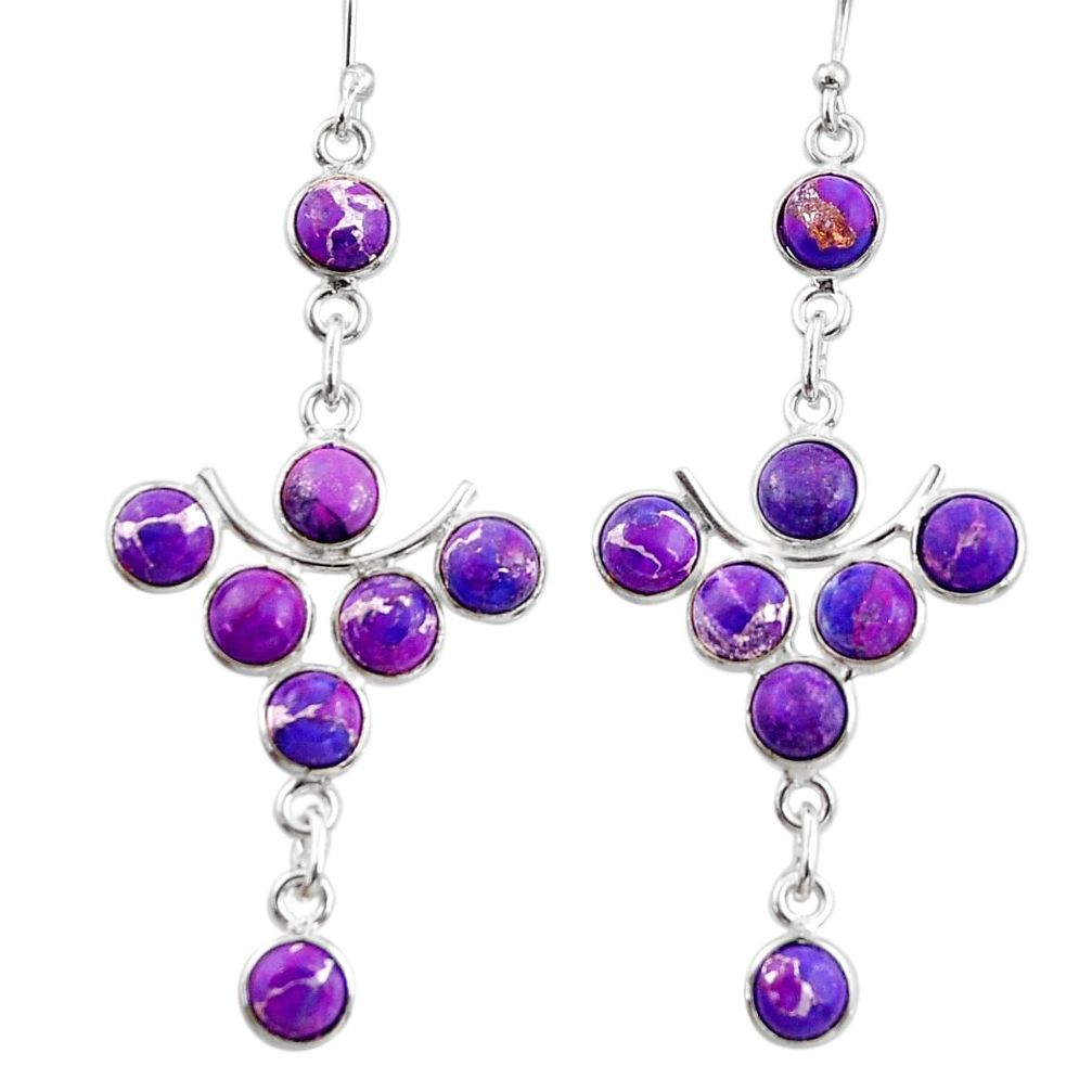 12.12cts purple copper turquoise 925 sterling silver dangle earrings r33575