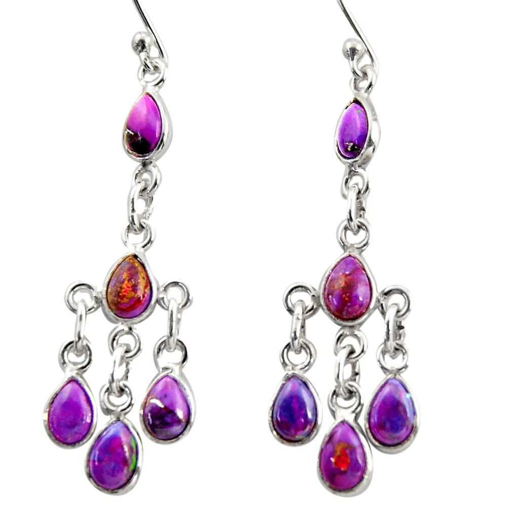 9.20cts purple copper turquoise 925 sterling silver dangle earrings r37568