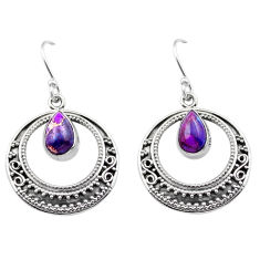 4.52cts purple copper turquoise 925 sterling silver dangle earrings u10521