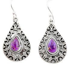 3.65cts purple copper turquoise 925 sterling silver dangle earrings u28112
