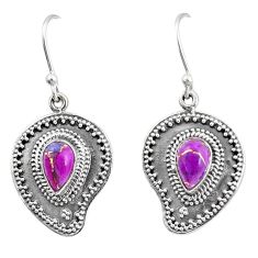 4.10cts purple copper turquoise 925 sterling silver dangle earrings u28199