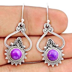 5.31cts purple copper turquoise 925 sterling silver dangle earrings u33490