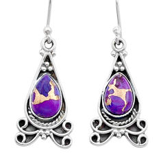 4.38cts purple copper turquoise 925 sterling silver dangle earrings u53244