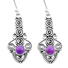 1.60cts purple copper turquoise 925 sterling silver dangle earrings u53387