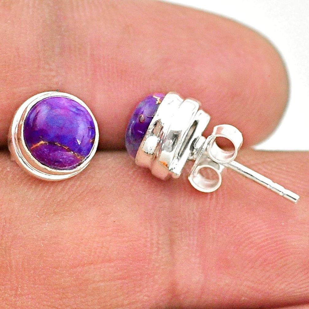 4.18cts purple copper turquoise 925 sterling silver stud earrings jewelry t19361