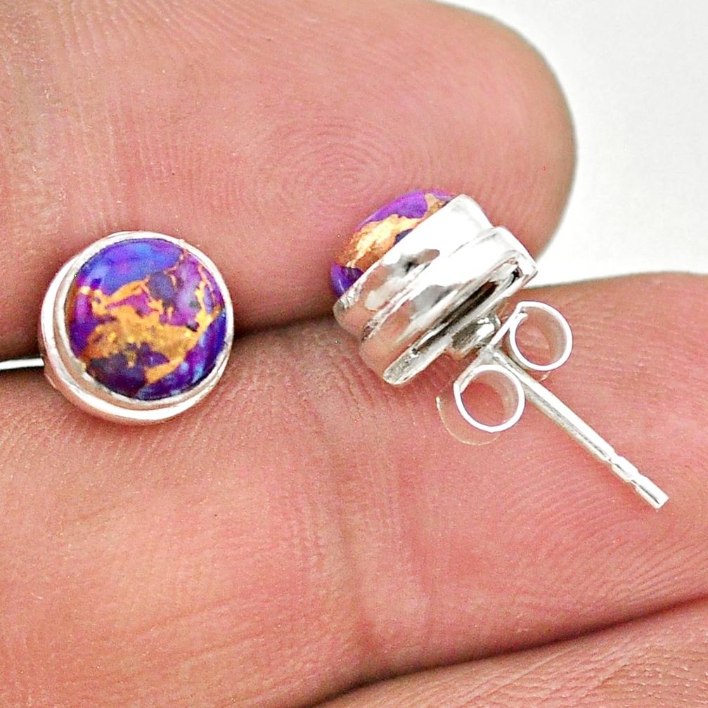 4.35cts purple copper turquoise 925 sterling silver stud earrings jewelry t19363