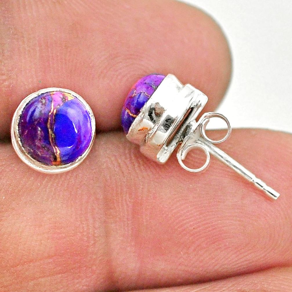 4.23cts purple copper turquoise 925 sterling silver stud earrings jewelry t19390