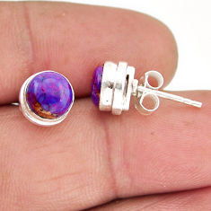 4.46cts purple copper turquoise 925 sterling silver stud earrings jewelry y63942