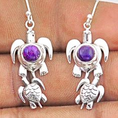 1.76cts purple copper turquoise 925 sterling silver tortoise earrings t95761