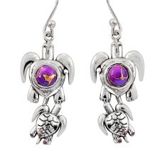 1.12cts purple copper turquoise 925 sterling silver tortoise earrings y30395