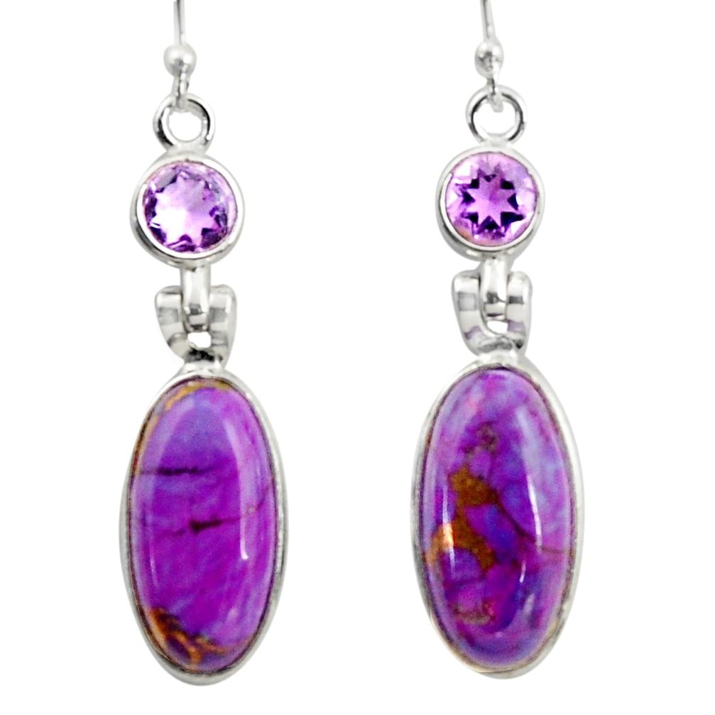 14.18cts purple copper turquoise amethyst 925 silver dangle earrings r41135