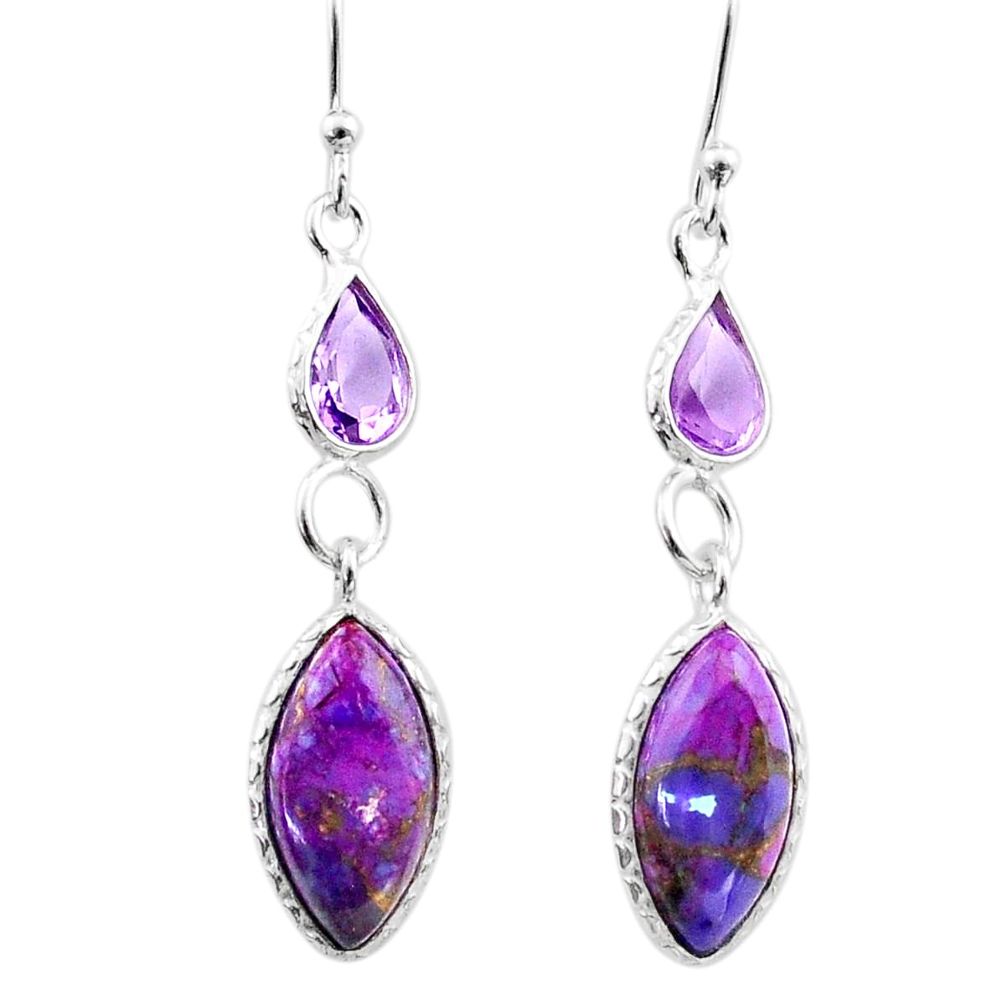 opper turquoise amethyst 925 silver dangle earrings t64758