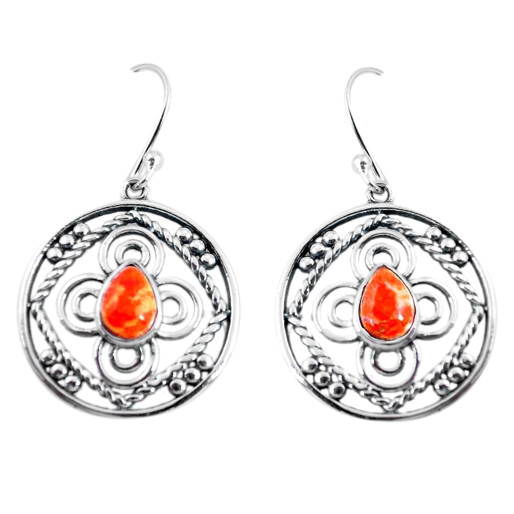 3.41cts red copper turquoise 925 sterling silver dangle earrings jewelry p64831